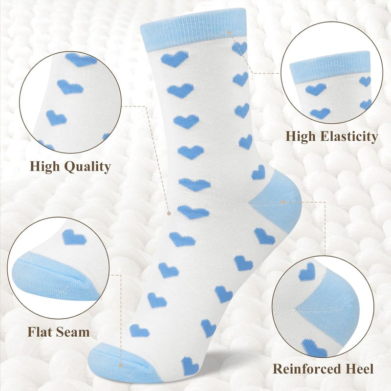 Socksfad Store 6 Pairs Cotton Crew Socks for Women, Breathable Novelty Funny Striped Dot Casual Cute Calf Socks Size 6-12 - Image 3